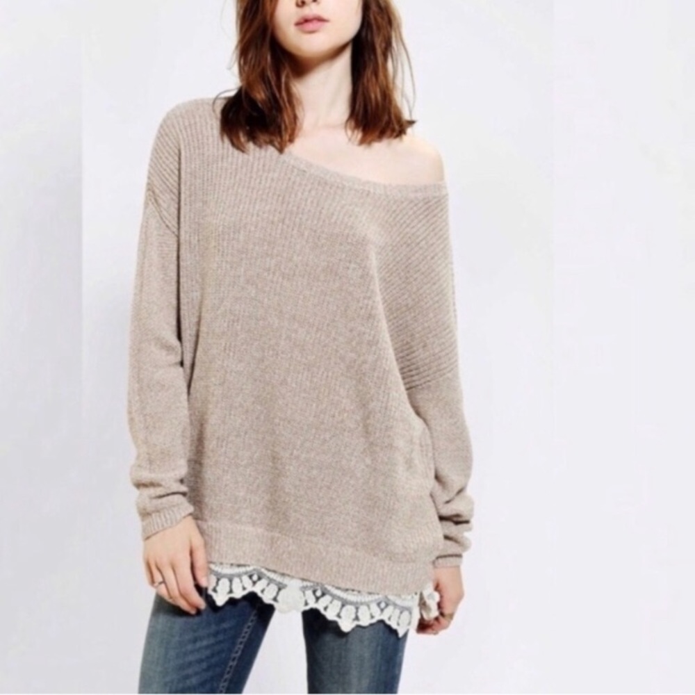 Pins & Needles oversized sweater in beige oatmeal